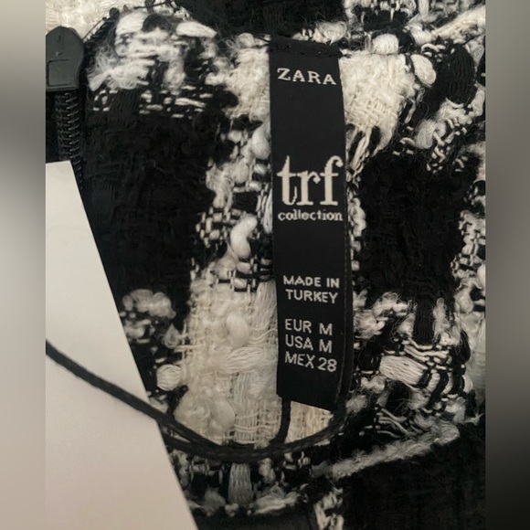 ZARA houndstooth black and white long sleeve knit dress medium new with tag pick - Picture 8 of 8